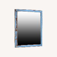 Vintage/Antique Yes Blue Wood Wall Mirror