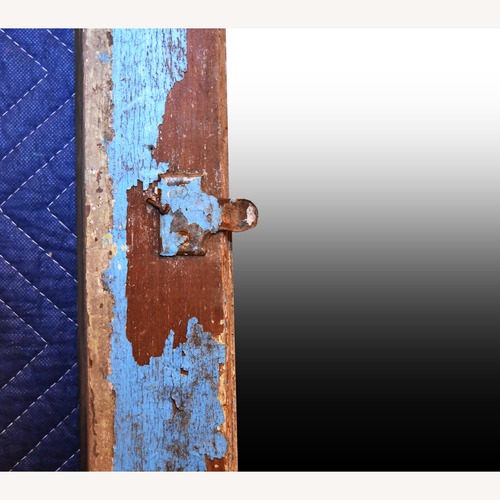 Used Vintage/Antique Yes Blue Wood Wall Mirror for sale on AptDeco