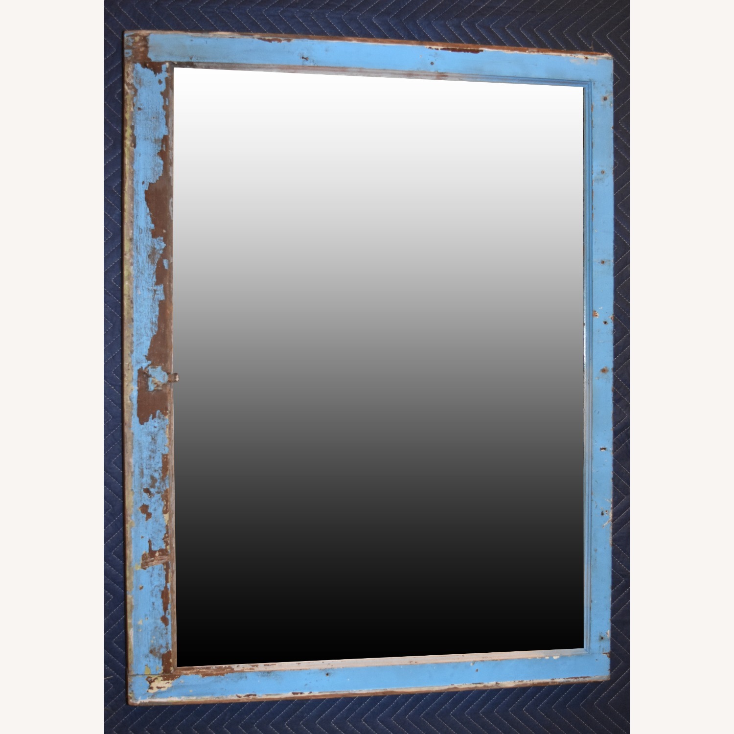 Vintage/Antique Yes Blue Wood Wall Mirror - image-6