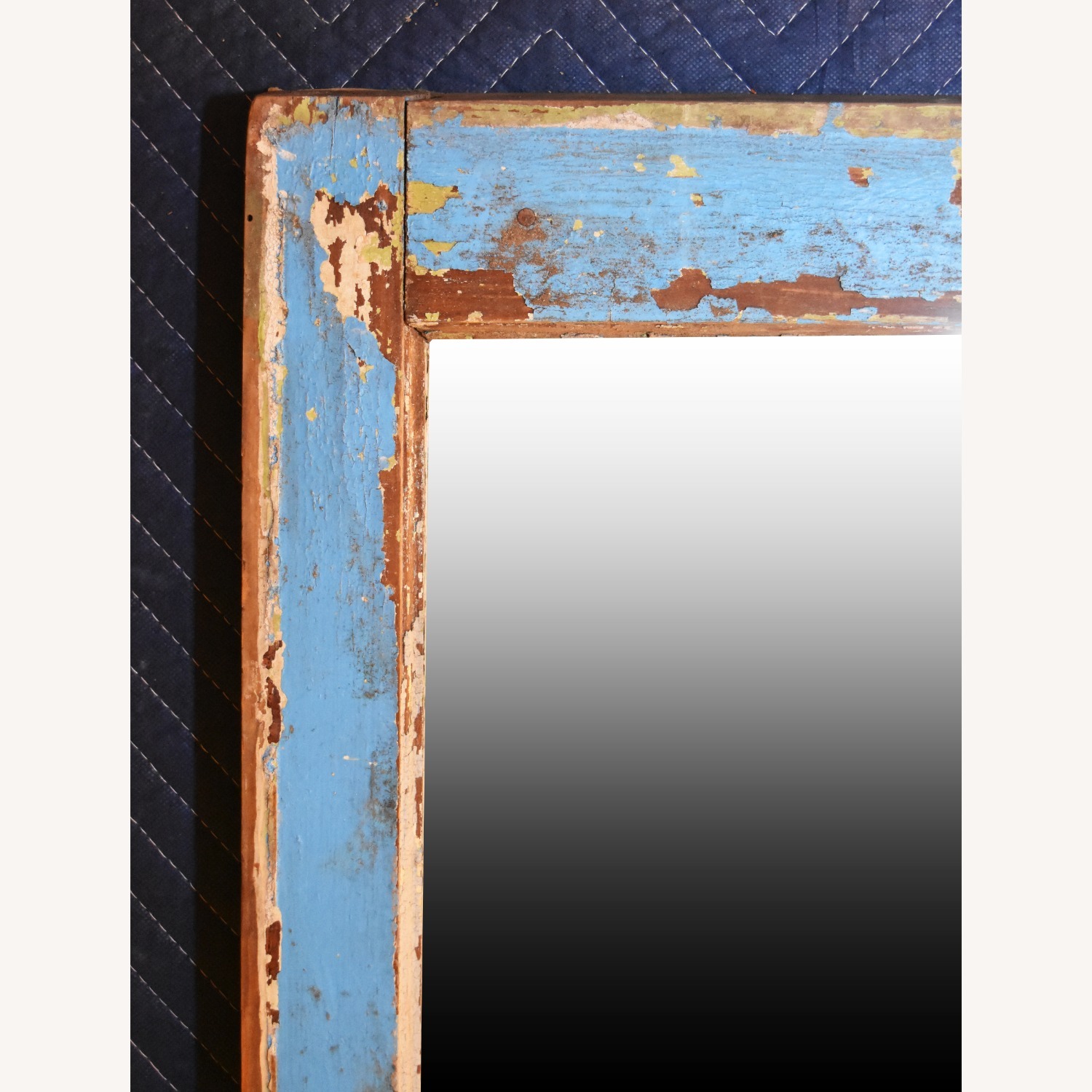 Vintage/Antique Yes Blue Wood Wall Mirror - image-1