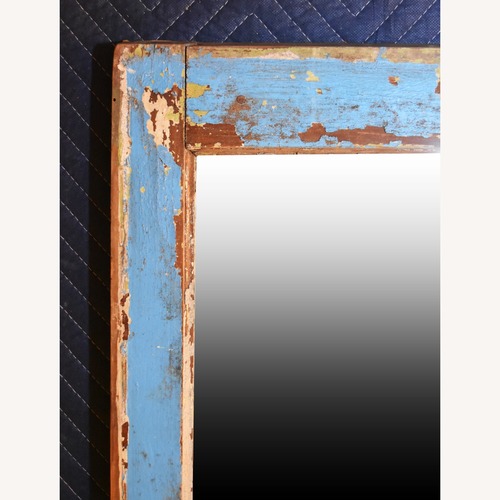 Used Vintage/Antique Yes Blue Wood Wall Mirror for sale on AptDeco