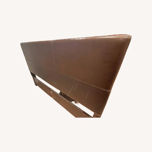 Used Dark Brown Leather King Bed Frame  for sale on AptDeco