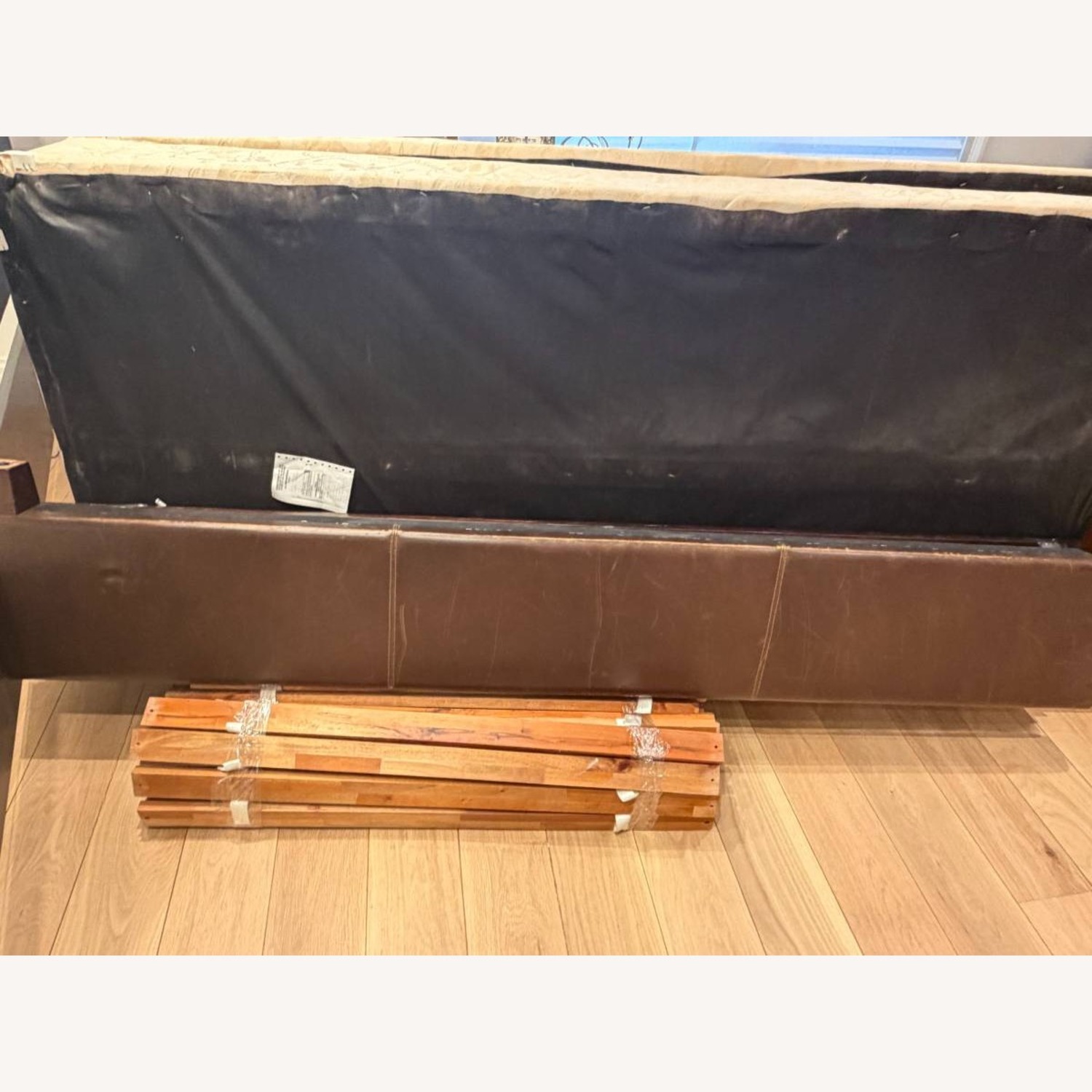Dark Brown Leather King Bed Frame - image-2