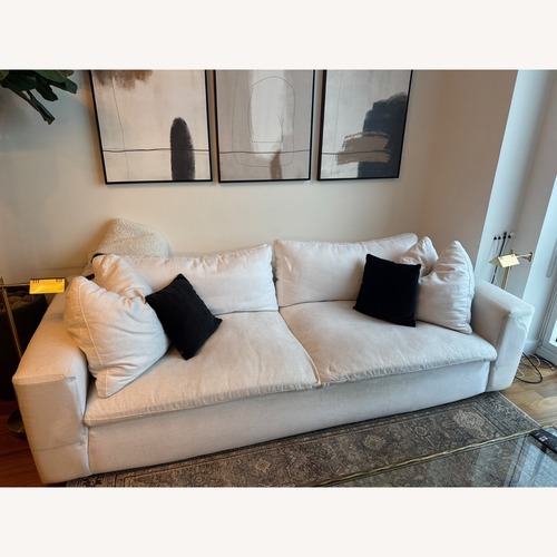 Used Living Spaces White Fabric 2 Seater Sofa for sale on AptDeco