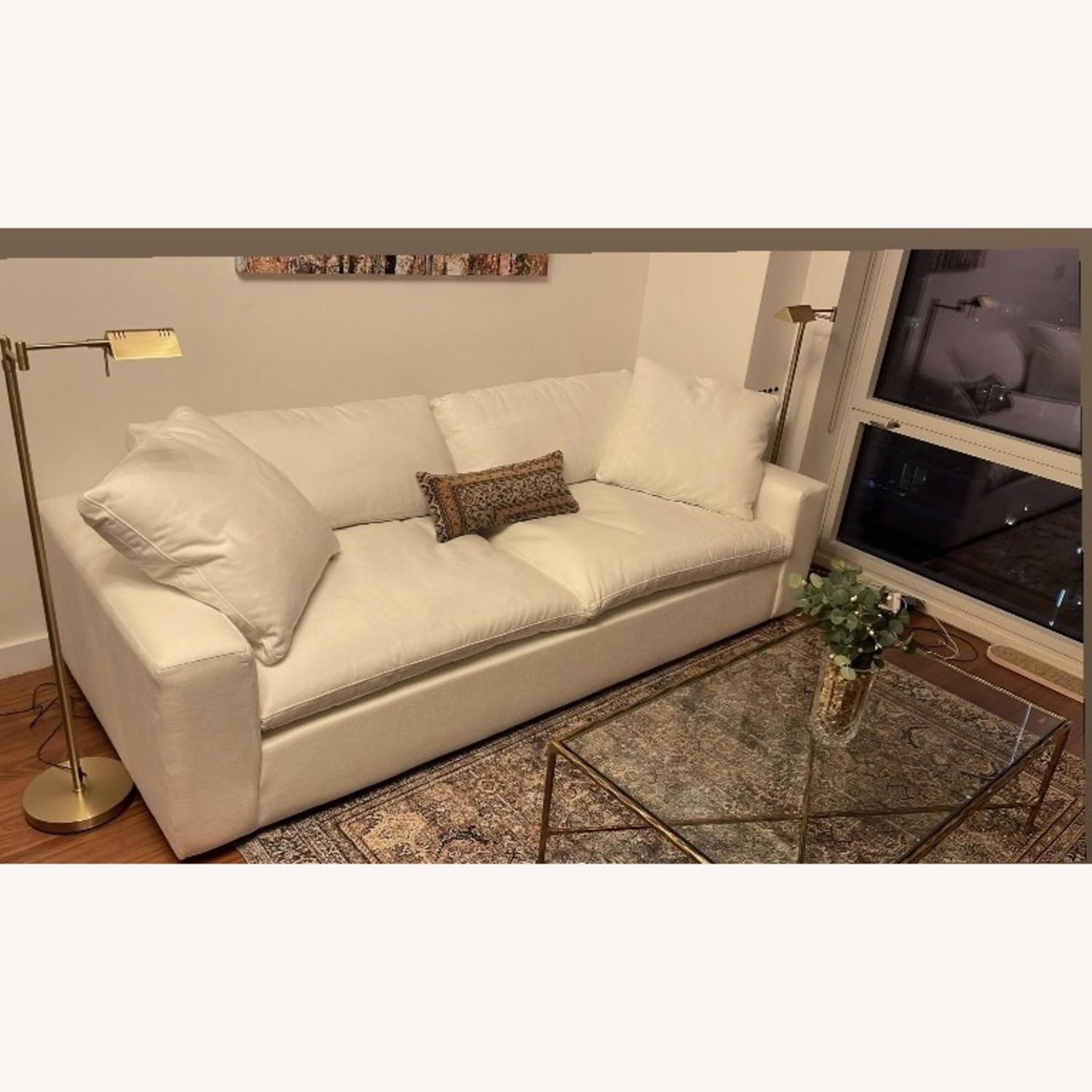 Living Spaces White Fabric 2 Seater Sofa - image-2