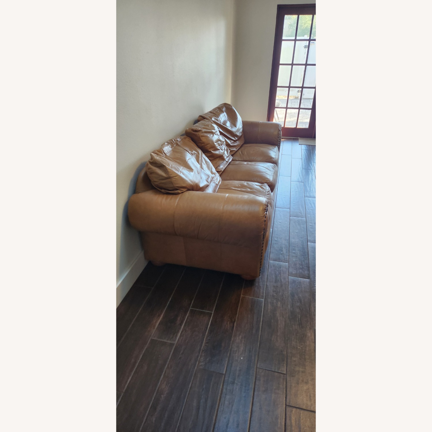 Light Brown Leather 3+ Seater Sofa - image-4