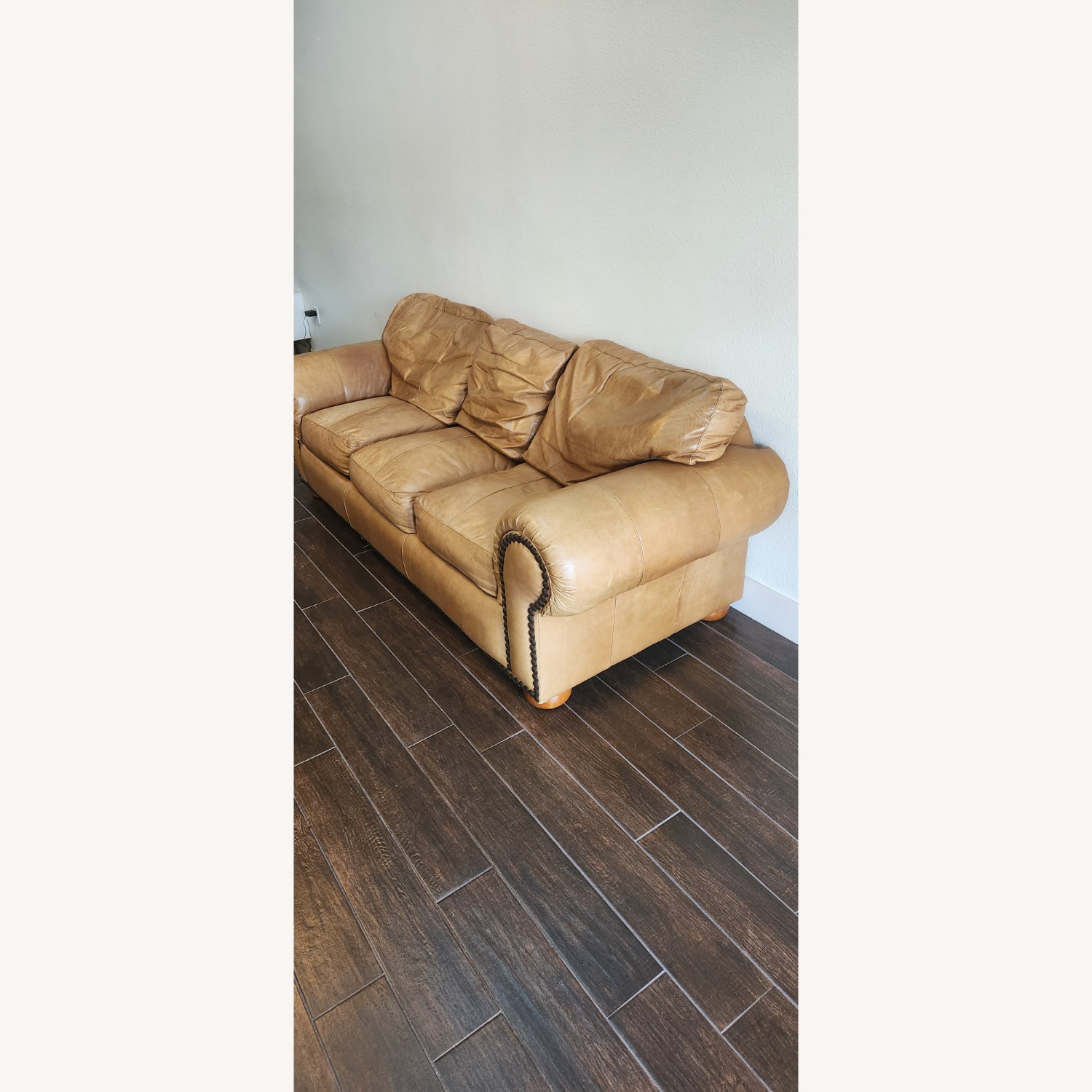 Light Brown Leather 3+ Seater Sofa - image-2