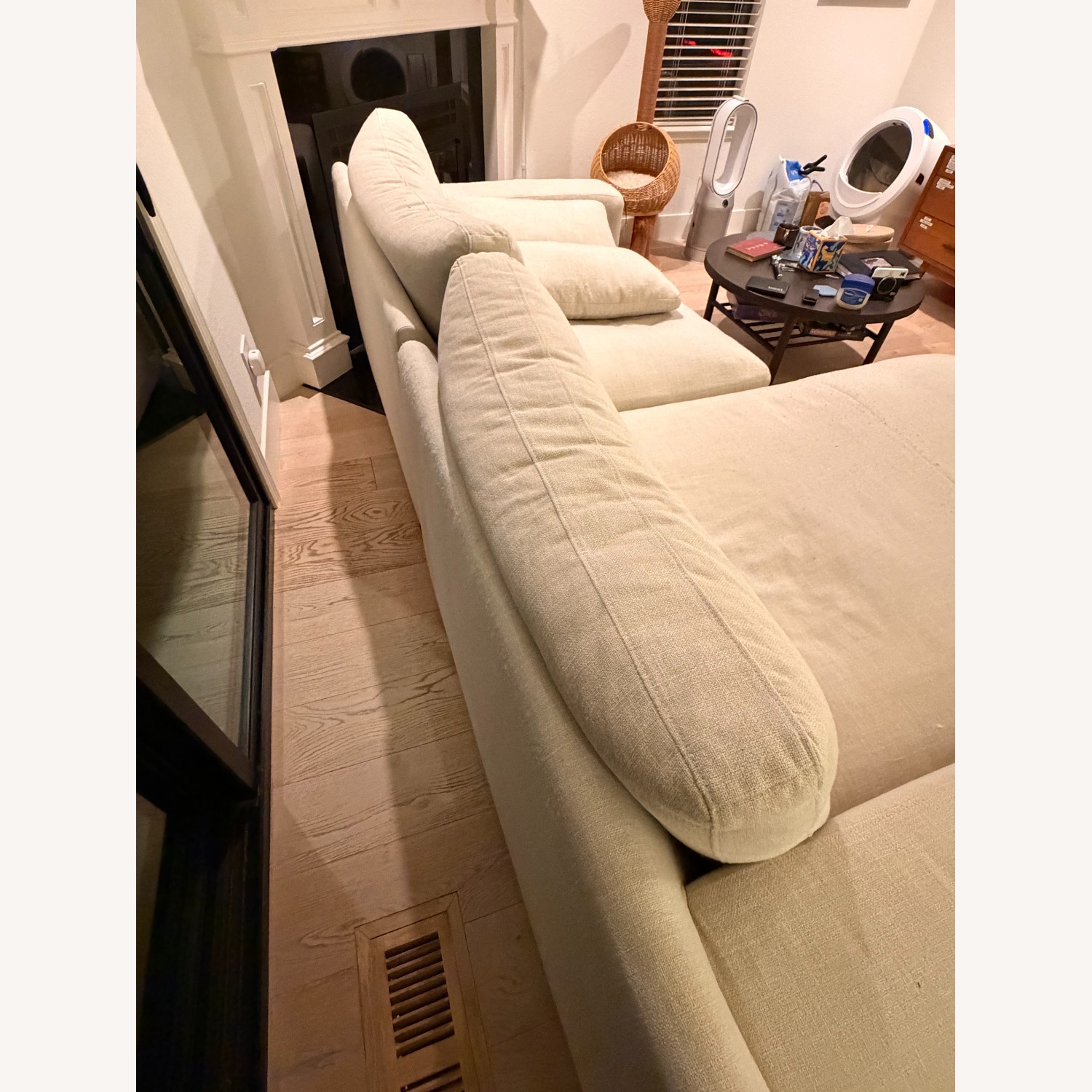 Living Spaces Natural Fabric 2 Piece Sectional - image-3