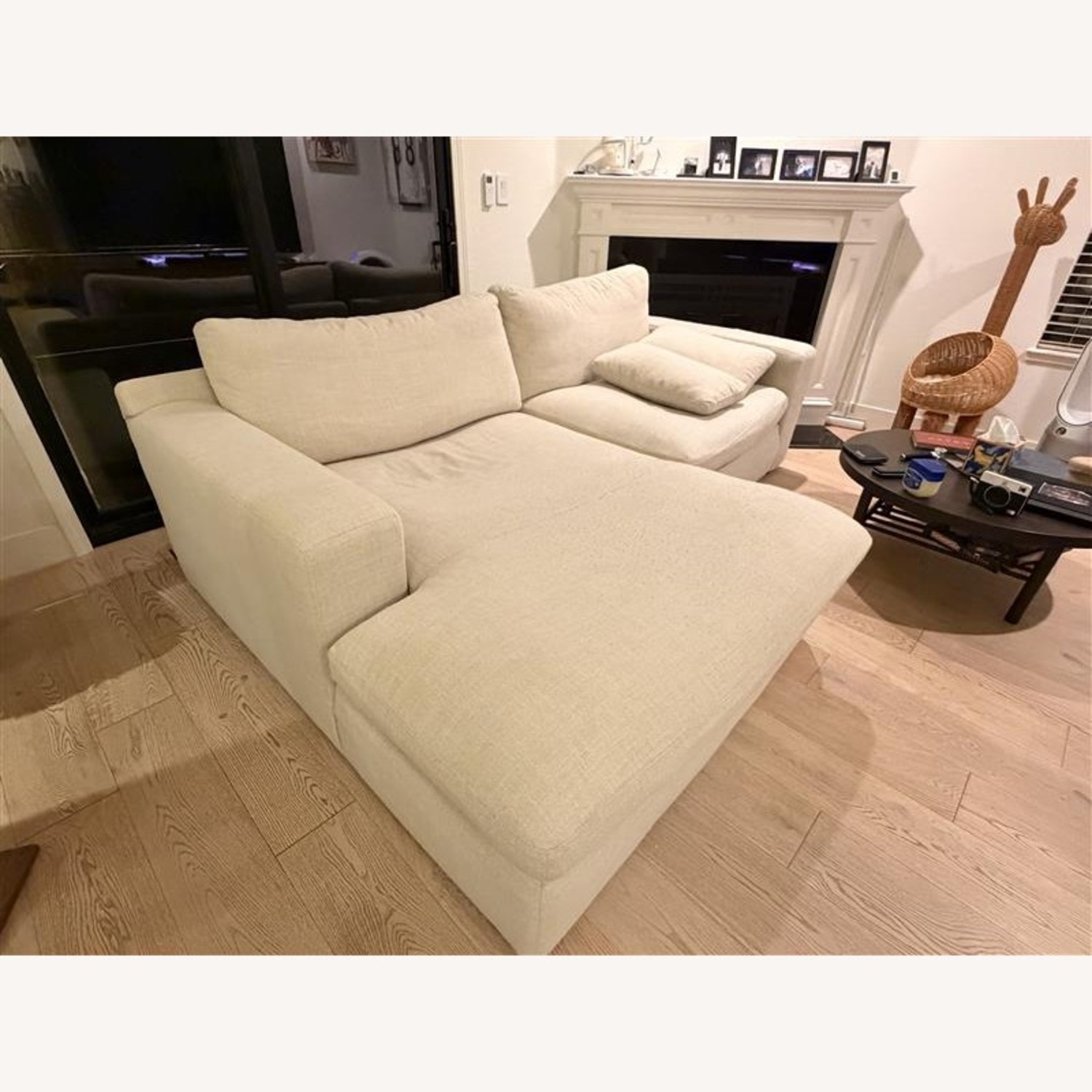 Living Spaces Natural Fabric 2 Piece Sectional - image-4