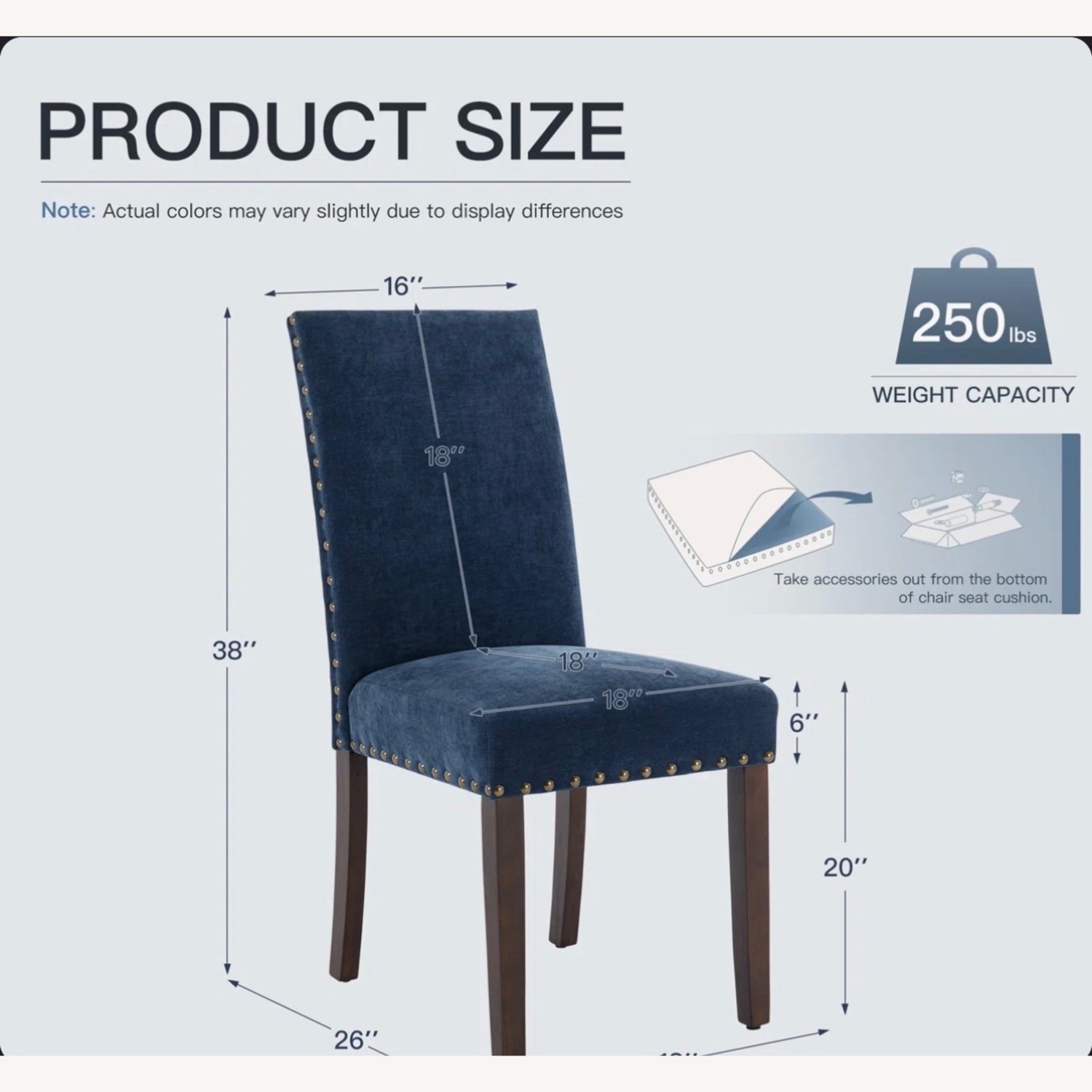 Blue Fabric Dining Chairs - image-5