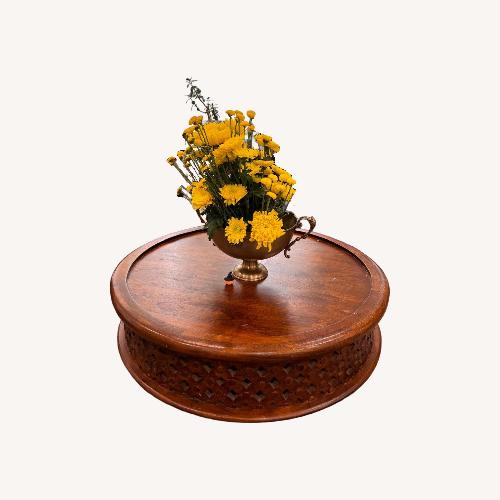 Used Overstock Dark Brown Wood Coffee Table for sale on AptDeco