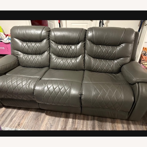 Used Dark Gray Faux Leather Sofa for sale on AptDeco
