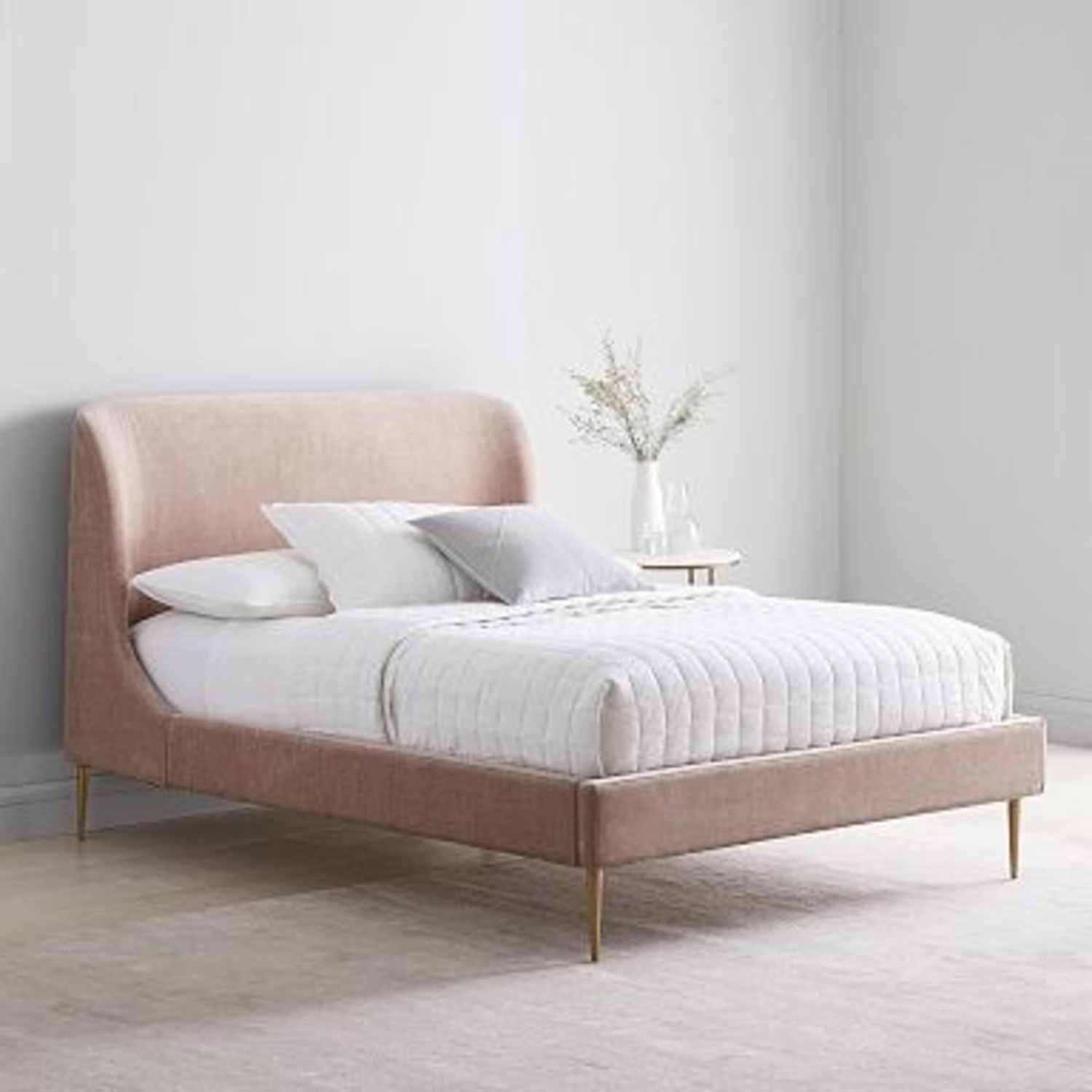West Elm Pink Lana Upholstered Bed Frame - image-5