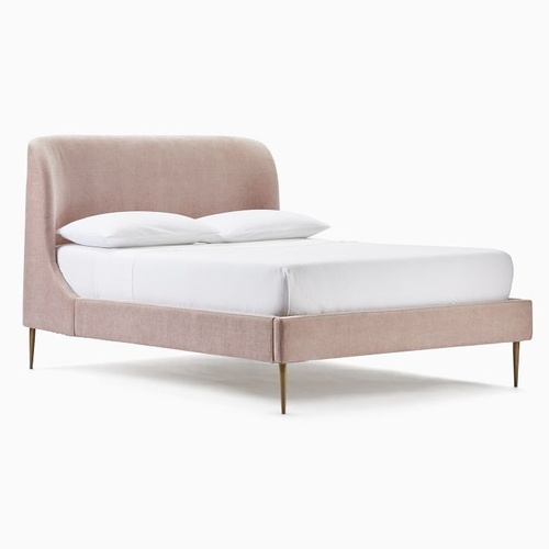 Used West Elm Pink Lana Upholstered Bed Frame for sale on AptDeco