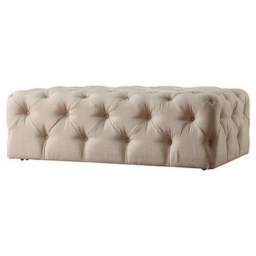 Used Restoration Hardware Soho Light Gray Leather Ottoman for sale on AptDeco