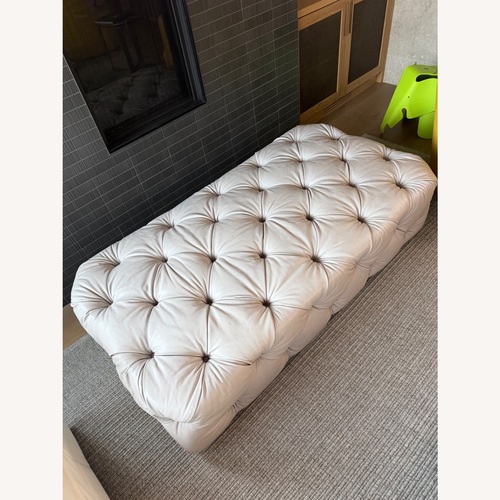 Used Restoration Hardware Soho Light Gray Leather Ottoman for sale on AptDeco