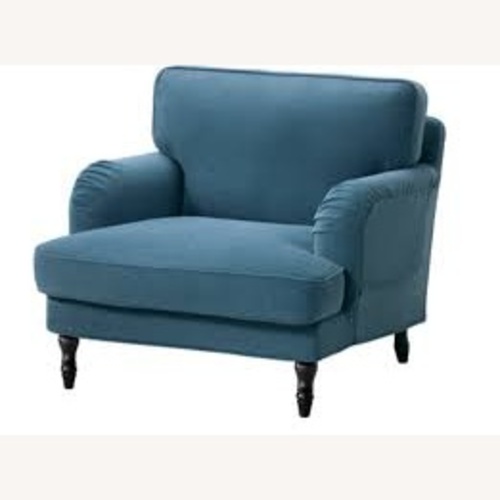 Used IKEA Stocksund Blue Fabric Armchair for sale on AptDeco
