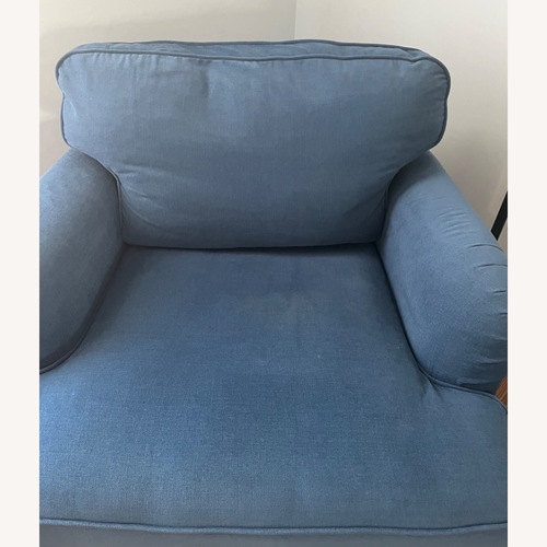 Used IKEA Stocksund Blue Fabric Armchair for sale on AptDeco