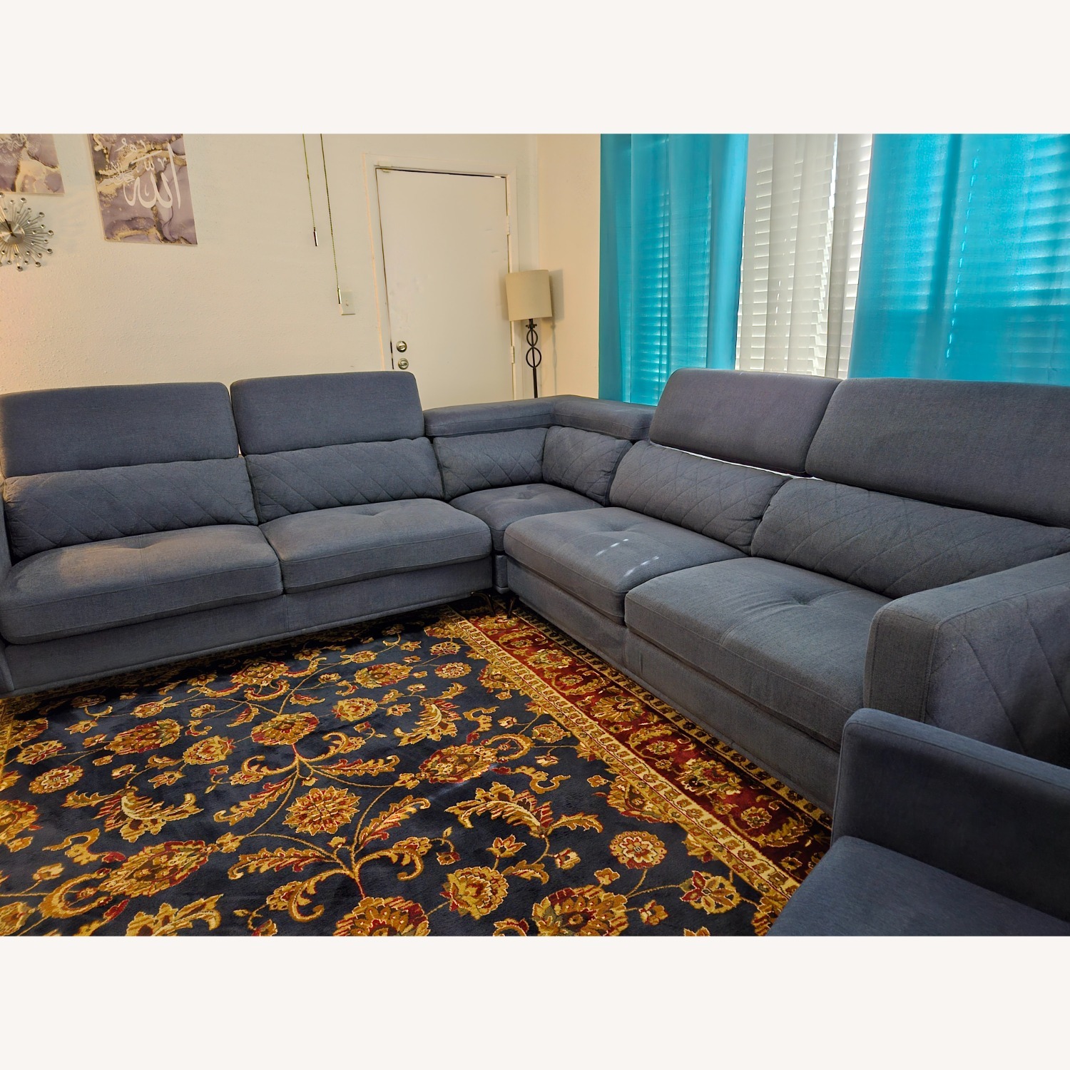 Sofia Vergara Blue Sectional Sofa - image-5