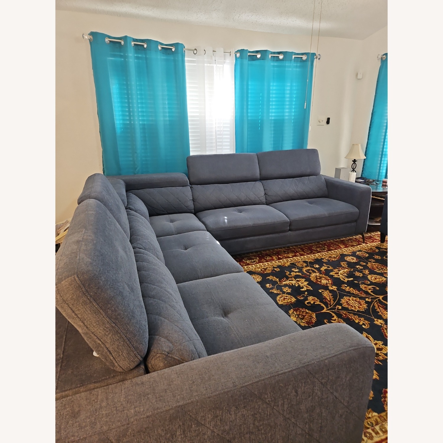 Sofia Vergara Blue Sectional Sofa - image-14