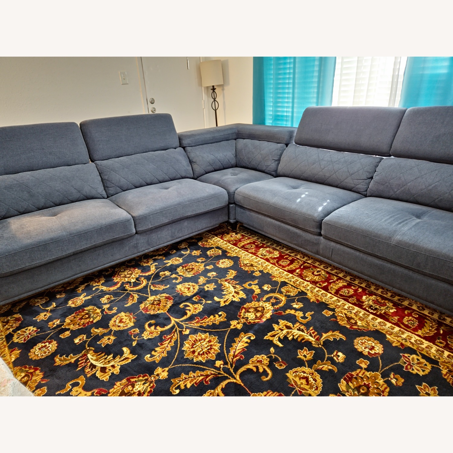 Sofia Vergara Blue Sectional Sofa - image-3