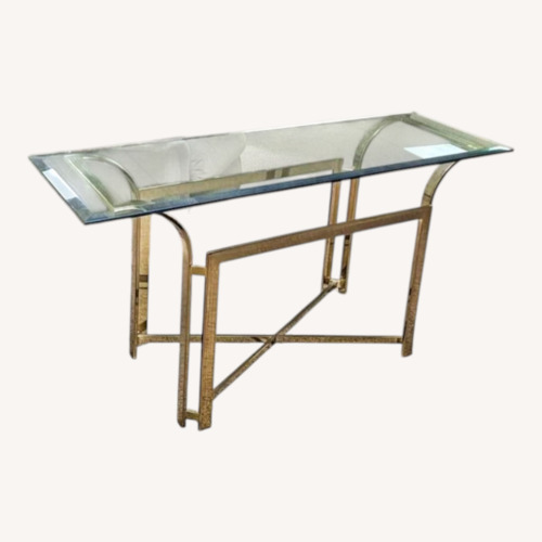 Used Vintage Milo Baughmagn Gold Glass Coffee Table for sale on AptDeco