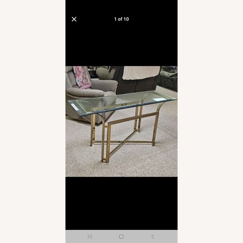 Used Vintage Milo Baughmagn Gold Glass Coffee Table for sale on AptDeco