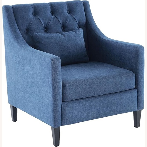 Used Comfy Club Chairs Blue Fabric Accent Chair for sale on AptDeco