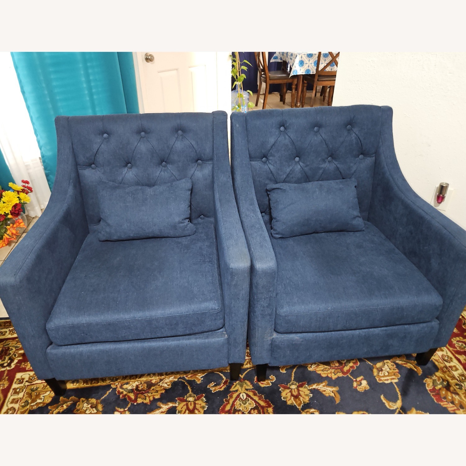 Comfy Club Chairs Blue Fabric Accent Chair - image-4