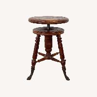 Antique Adjustable Pedestal Piano Stool