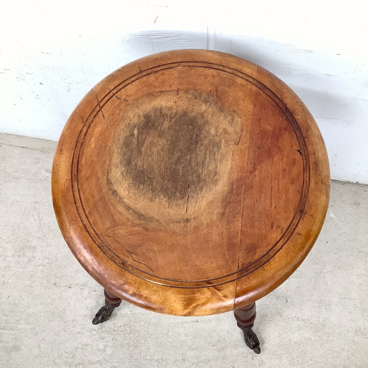 Antique Adjustable Pedestal Piano Stool - image-8