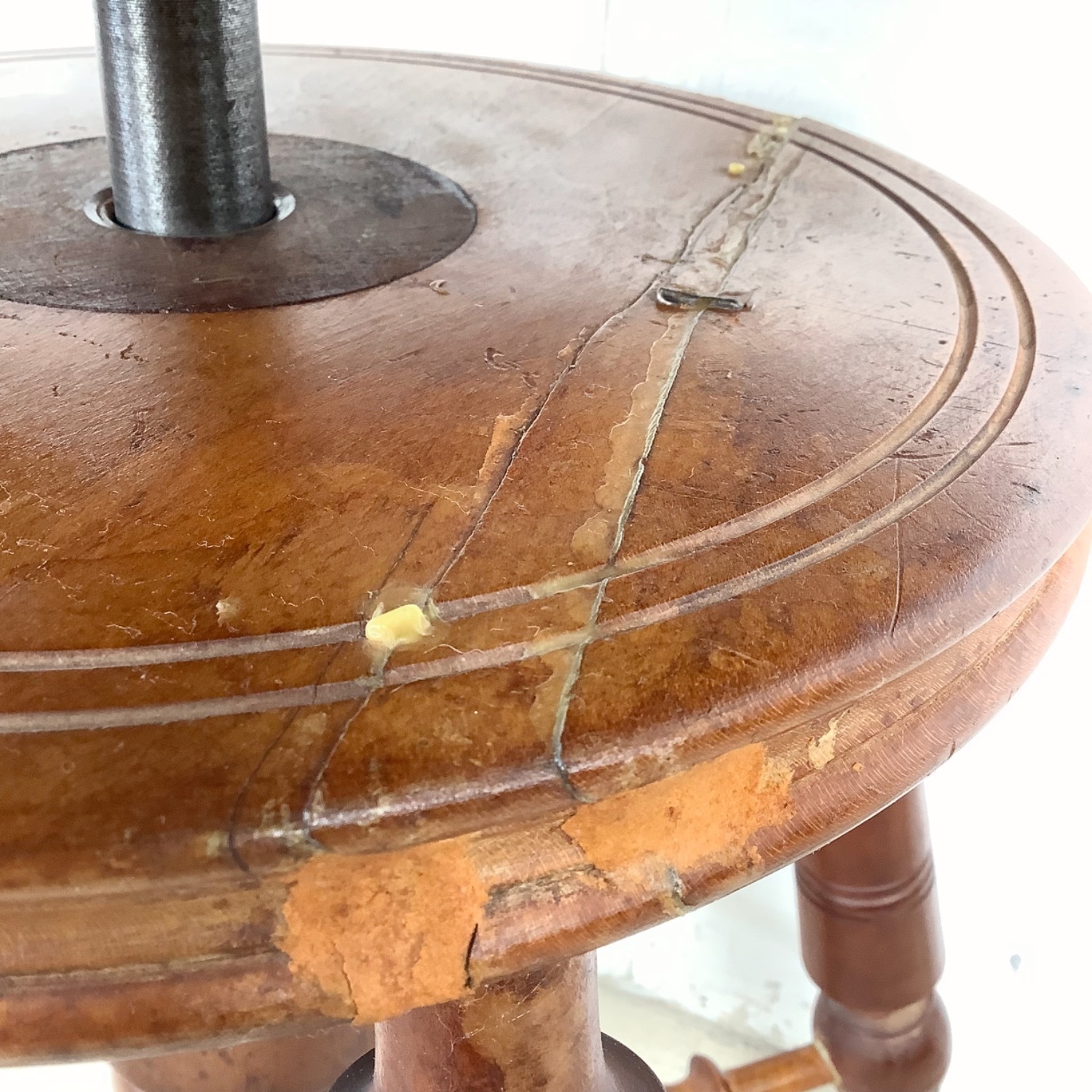 Antique Adjustable Pedestal Piano Stool - image-9