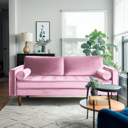 Used Wayfair Laurindo Pink Velvet Sofa for sale on AptDeco