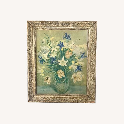 Used Vintage Still Life Floral Painting with Frame for sale on AptDeco