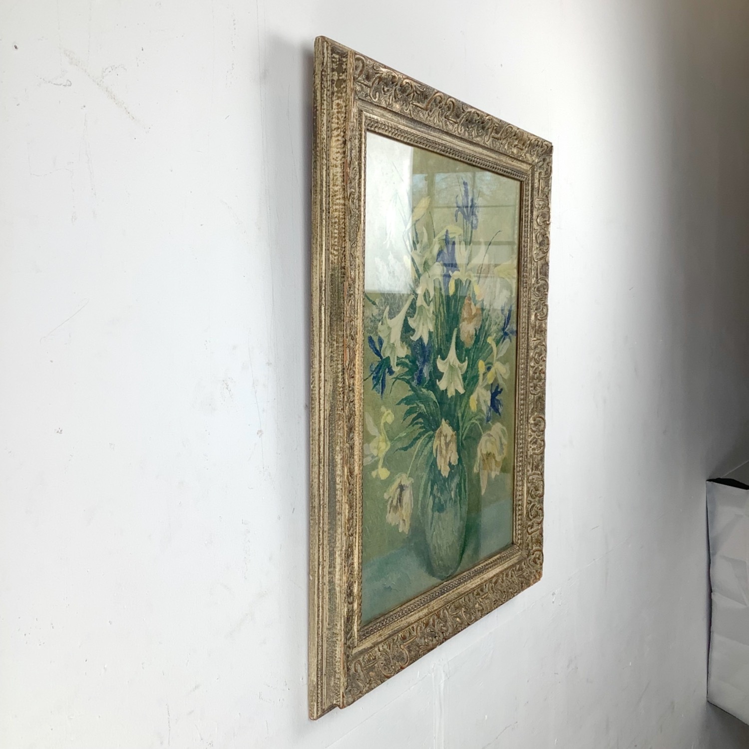 Vintage Still Life Floral Painting with Frame - image-11