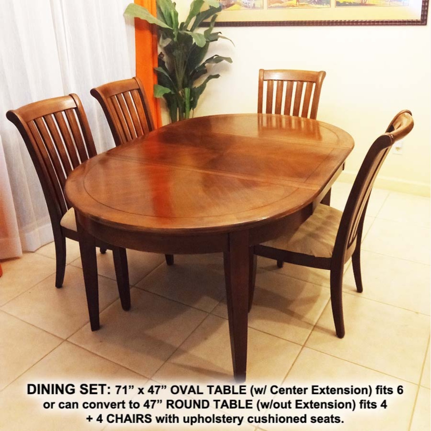 Extendable Table  + 4 Cushioned Chairs - image-1