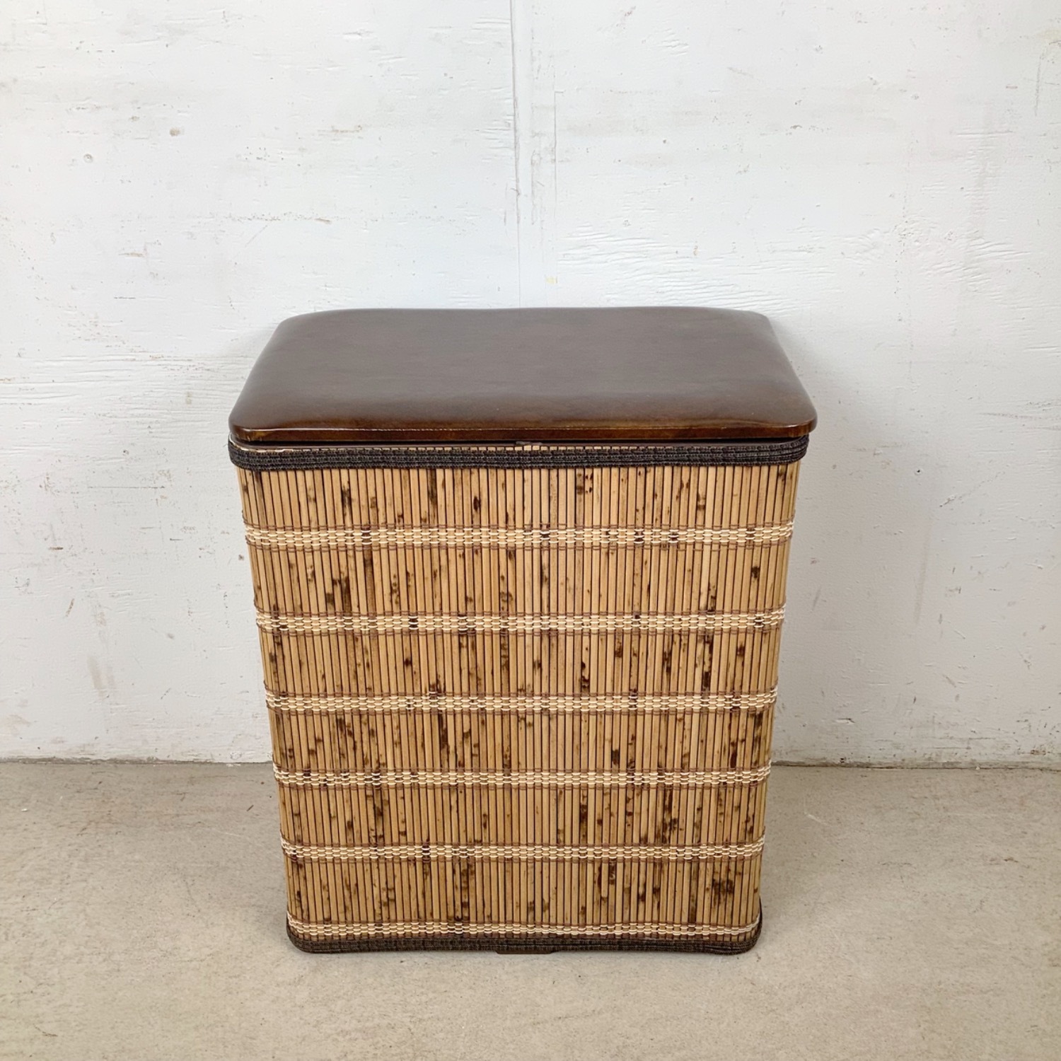 Boho Vintage Bamboo Laundry Basket with Lid - image-14