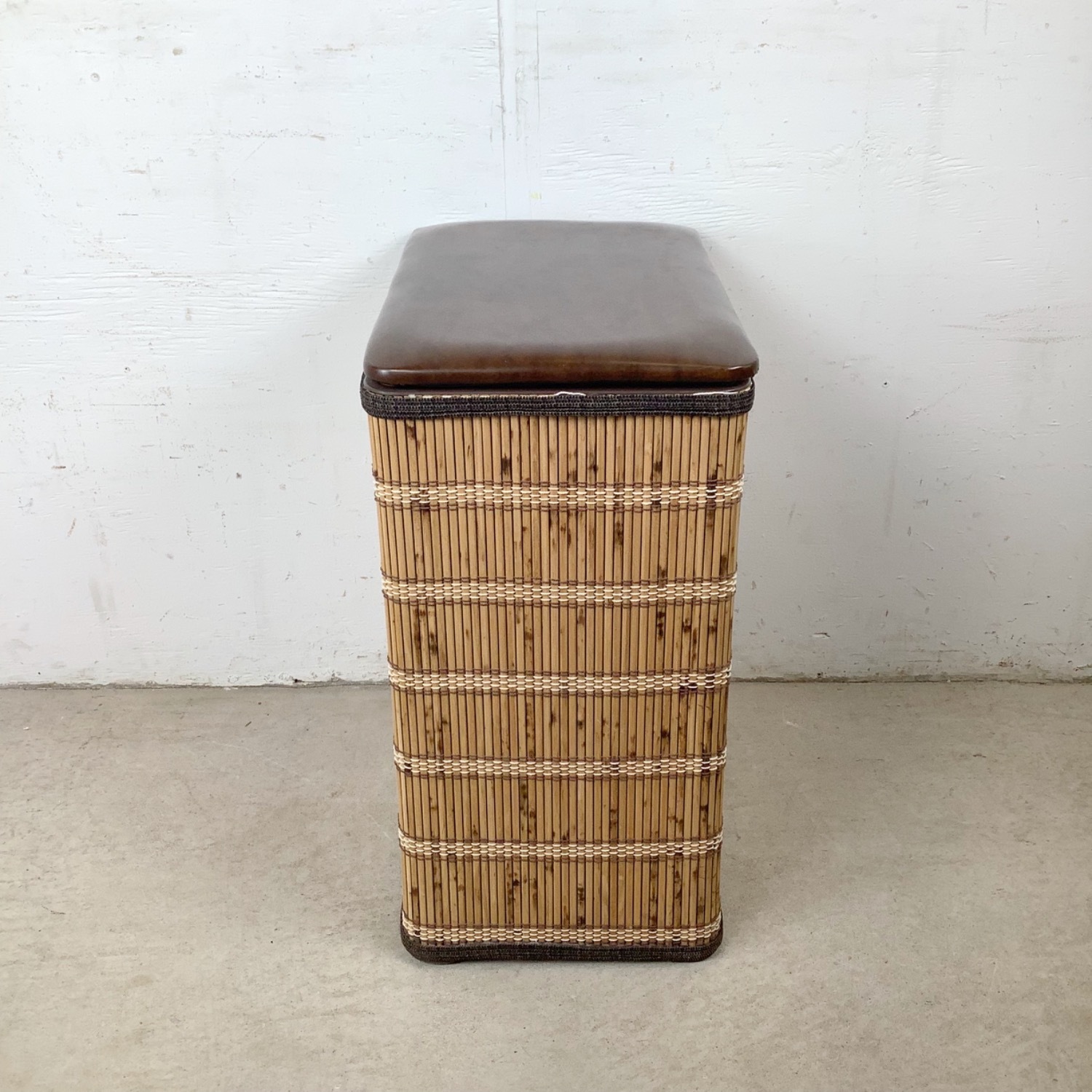 Boho Vintage Bamboo Laundry Basket with Lid - image-6