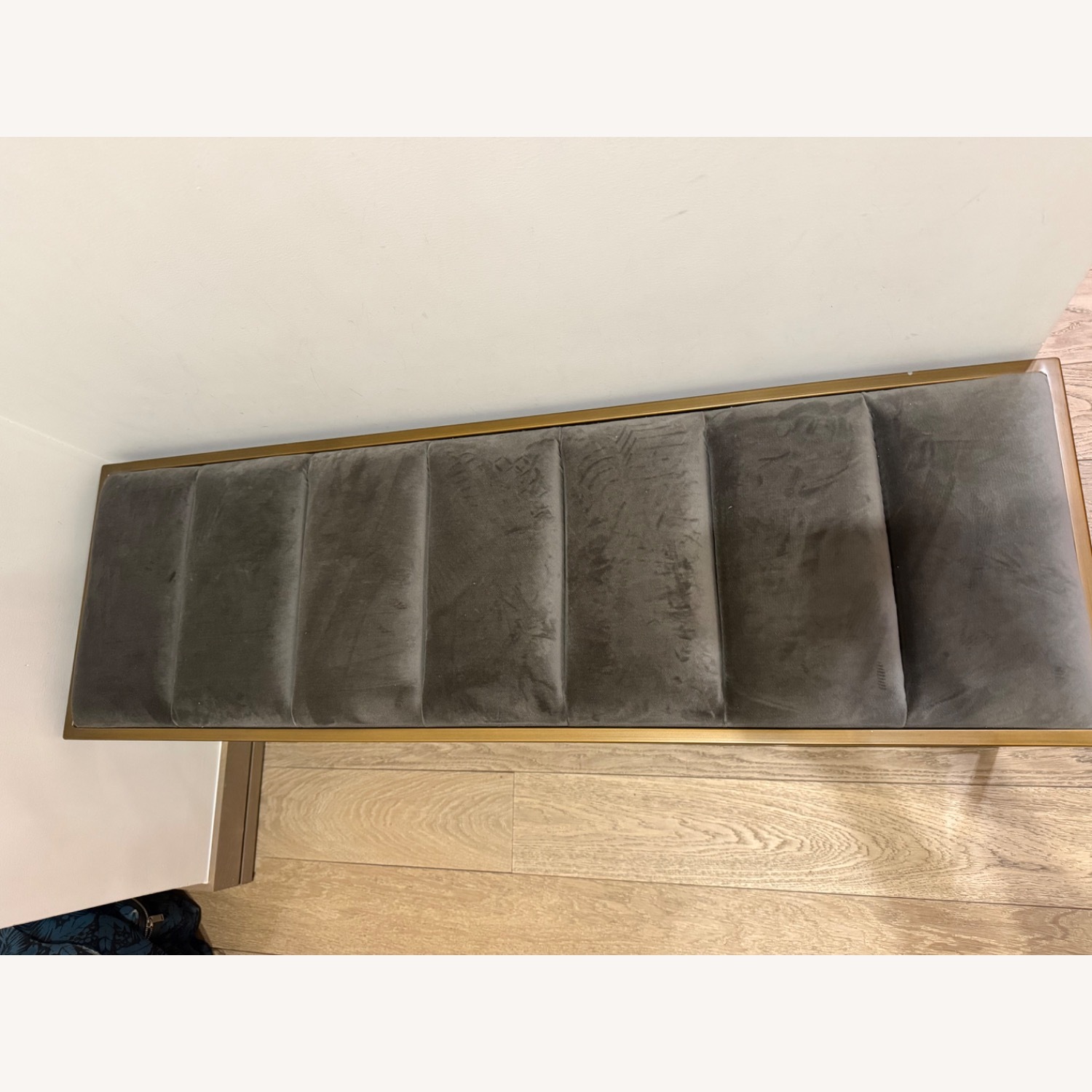 West Elm Dark Gray Brass Fontanne Ottoman Bench - image-5
