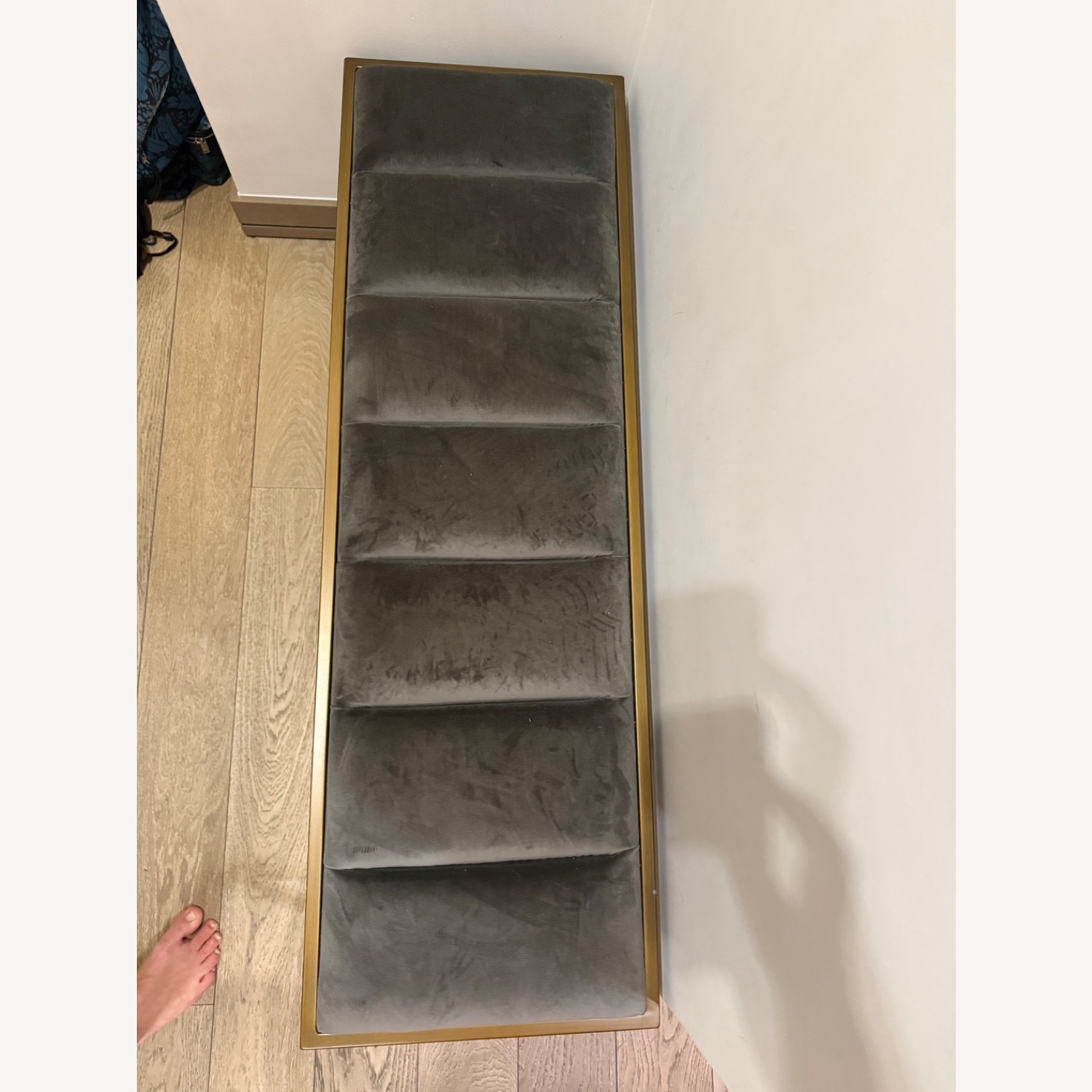 West Elm Dark Gray Brass Fontanne Ottoman Bench - image-2