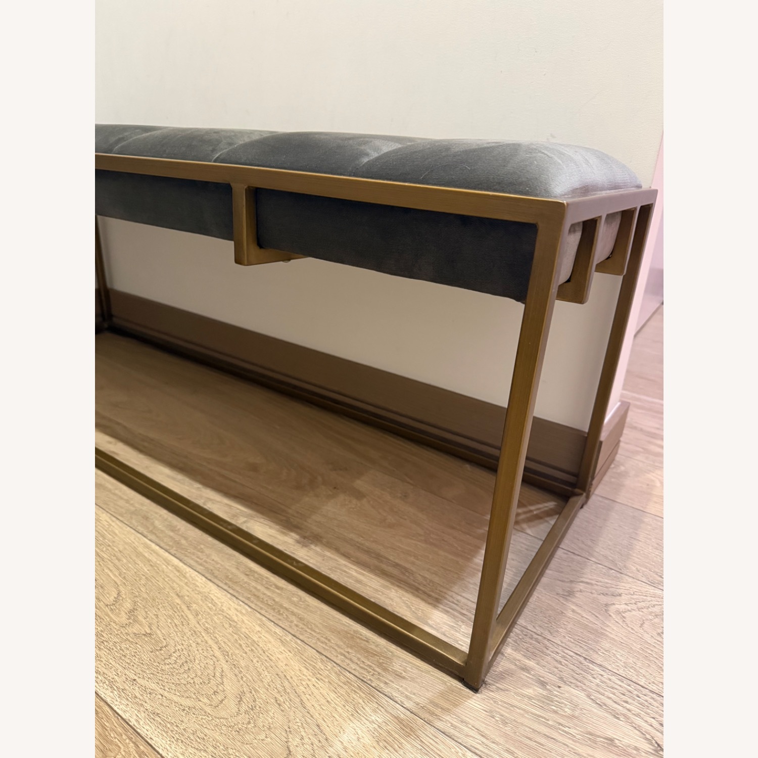West Elm Dark Gray Brass Fontanne Ottoman Bench - image-4