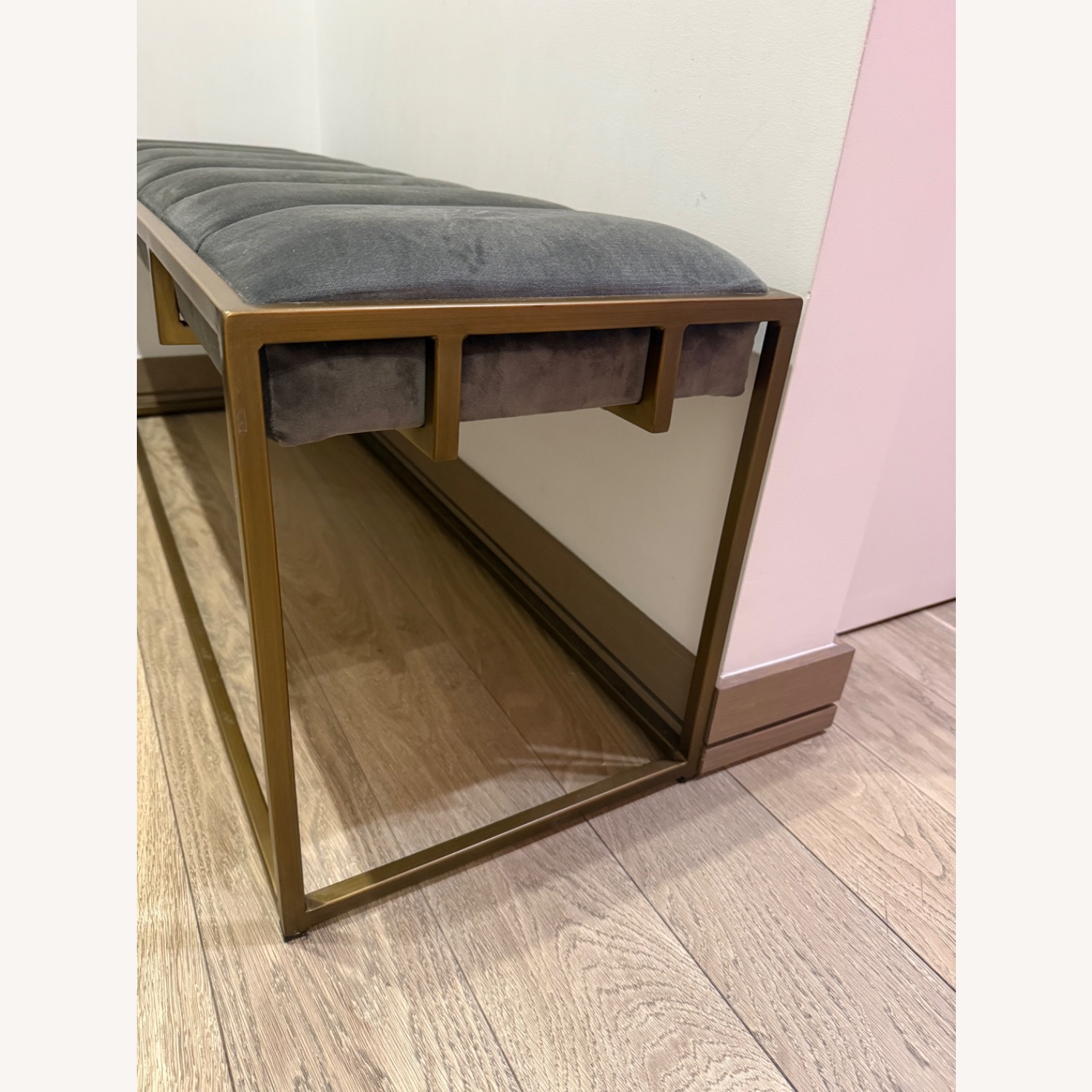 West Elm Dark Gray Brass Fontanne Ottoman Bench - image-3