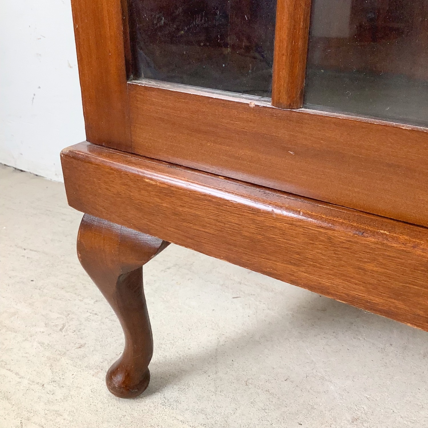 Vintage Wooden Bookcase with Glazed Double Doors - image-11