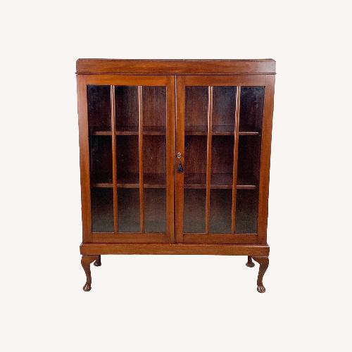 Used Vintage Wooden Bookcase with Glazed Double Doors for sale on AptDeco