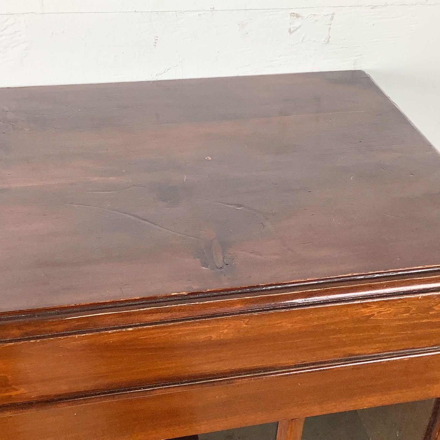 Vintage Wooden Bookcase with Glazed Double Doors - image-6