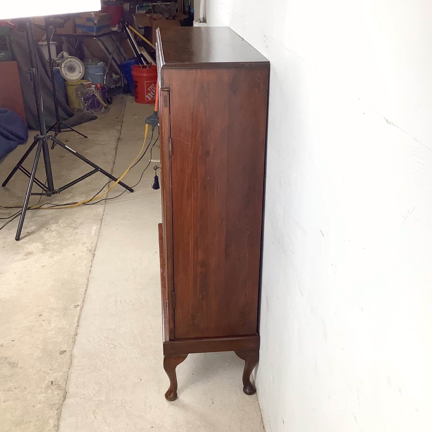 Vintage Wooden Bookcase with Glazed Double Doors - image-3