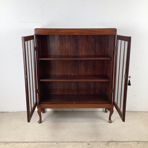 Used Vintage Wooden Bookcase with Glazed Double Doors for sale on AptDeco
