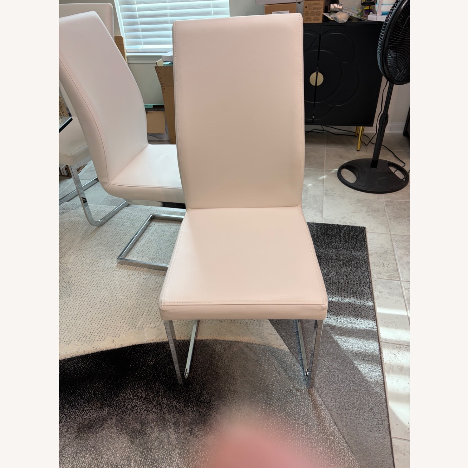 White Glass Dining Table 4 Chairs - image-2