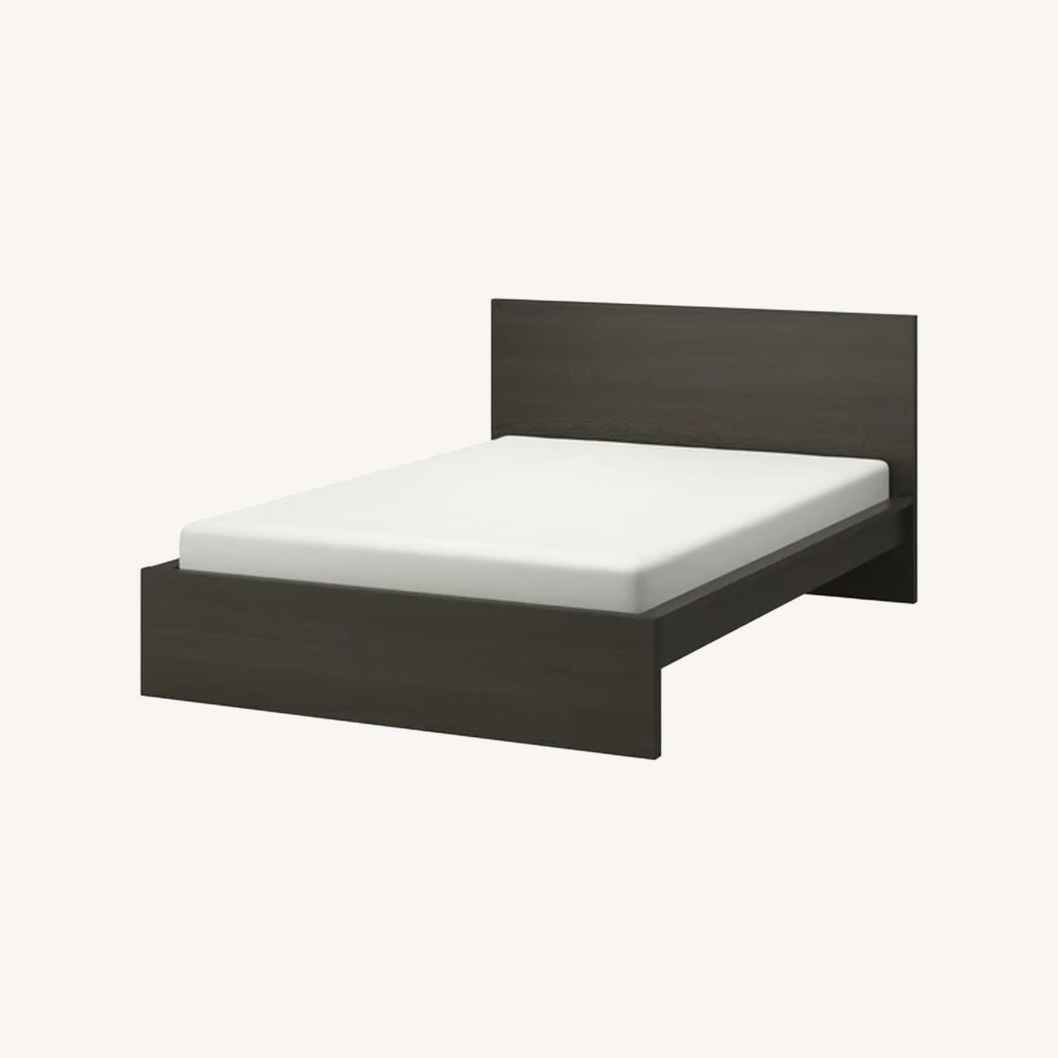 IKEA Black Wood Queen Bed - image-0