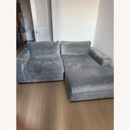 Used Joybird Holt Contemporary Gray Velvet Sectional for sale on AptDeco